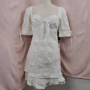 Lulu's White Cottagecore Cotton Mini Dress